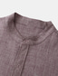 billiga fritidsskjortor för män-Herr Sommarskjorta Strandskjorta Ljusrosa Vin Svart Långärmad Slät Kinakrage Vår &amp; Höst Ledigt Hawaiisk Kläder