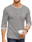 economico Magliette casual da uomo-t-shirt pullover a quadretti a quadretti a maniche lunghe Henley da uomo con tasche