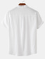 رخيصةأون قمصان رجالية عادية-رجالي قميص كتان قميص صيفي قميص الشاطئ أسود أبيض بني كم قصير 平织 رقبة طوقية مرتفعة الصيف فضفاض مناسب للعطلات ملابس