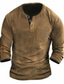 halpa Miesten vapaa-ajan T-paidat-Miesten Henley-paita Pitkähihainen paita Tavallinen Henley Katu Loma Pitkähihainen Vaatetus Perus Suunnittelija Moderni nykyaikainen