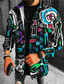 preiswerte Bedruckte Herrenhemden-Herren Hemd Hemdjacke Abstrakt Grafik-Drucke Graffiti Rakete Umlegekragen Gelb Blau Outdoor Strasse Langarm Button-Down Bedruckt Bekleidung Sport Modisch Strassenmode Designer