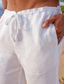 cheap Linen Pants-Men&#039;s Linen Pants Trousers Summer Pants Beach Pants Drawstring Elastic Waist Straight Leg Plain Comfort Outdoor Casual Daily Linen / Cotton Blend Basic Streetwear Black White