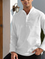 Χαμηλού Κόστους ανδρικά πουκάμισα casual-Ανδρικά Casual πουκάμισο Πουκάμισο Henley Σκέτο Μαύρο &amp; Άσπρο Γιακάς Μαύρο Λευκό Κρασί Χακί Καθημερινά Αργίες Μακρυμάνικο Κουμπί-Κάτω Ρούχα Βαμβάκι Μοντέρνα Κομψό στυλ street Βασικό