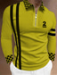 baratos Polo com zíper 3D-Homens Camiseta Polo Camisa de golfe Xadrez Letra Estampas Abstratas Aberto para a Lateral Preto Branco Amarelo Verde Claro Vermelho Impressão 3D Ao ar livre Rua Manga Longa Zíper Imprimir Roupa