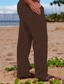 cheap Linen Pants-Men&#039;s Linen Pants Trousers Summer Pants Beach Pants Drawstring Elastic Waist Straight Leg Plain Comfort Outdoor Casual Daily Linen / Cotton Blend Basic Streetwear Black White
