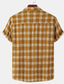 Χαμηλού Κόστους ανδρικά πουκάμισα casual-Ανδρικά Πουκάμισο Πουκάμισο με κουμπιά Καλοκαιρινό πουκάμισο Casual πουκάμισο Πουκάμισο παραλίας Μαύρο Κίτρινο Κρασί Πράσινο Χακί Κοντομάνικο Πλέγμα / καρό μοτίβα Απορρίπτω Δρόμος Διακοπές Κουμπί