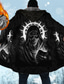 economico giacca in pile da uomo-Per uomo Teschio Stampe Grafiche Cappotto Invernale Giacca in Pile Cappotto Caldo Confortevole Traspirante Moda Streetwear Casual Quotidiano Sport &amp; Outdoor Abbigliamento quotidiano Uscire Cerniera