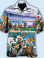 Недорогие Гавайские рубашки-Муж. Рубашка Гавайская рубашка Лошадь Графические принты Отложной Белый Красный Синий Лиловый Коричневый Повседневные Гавайский С короткими рукавами Кнопка вниз С принтом Одежда
