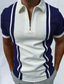 billige klassisk polo-mænds golfskjorte stribet turndown afslappet dagligt street lynlås print korte ærmer toppe mode behagelig sport grå marineblå sommer skjorter ferie ferie forretnings
