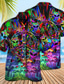 cheap Hawaiian Shirts-Men&#039;s Shirt Summer Hawaiian Shirt Graphic Prints Mushroom Alien Turndown Red Blue Purple Casual Hawaiian Short Sleeve Button-Down Print Clothing Apparel Tropical Fashion Hawaiian Soft