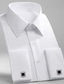 billige Pæne skjorter-Herre Jakkesætsskjorter Aftæpning Efterår Forår Langærmet Sort Hvid Himmelblå Stribet Bryllup Arbejde Tøj