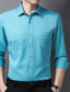 Недорогие Нарядные рубашки-Муж. Рубашка Кнопка рубашка Рубашка с воротничком Нежелезная рубашка Изгибы Отложной Небесно-голубой Сине-зеленый Черный Белый Светло-зеленый Офис На выход Длинный рукав Одежда