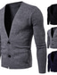 cheap Men&#039;s Cardigan Sweater-Men&#039;s Sweater Cardigan Sweater Ribbed Knit Knitted Button-Down Plain Deep V Warm Ups Modern Contemporary Daily Wear Going out Clothing Apparel Winter Black Dark Navy M L XL