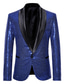 cheap Men&#039;s Jackets &amp; Coats-Men&#039;s Blazer Party Office &amp; Career Outdoor Pocket Sequin Fall Winter Plain Stylish Warm Ups Shawl Collar Black Silvery Wine Royal Blue Gold Jacket