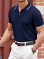 baratos polo clássico-Homens Camiseta Polo Camisa de golfe Tecido Colarinho Branco Azul Marinha Marron Ao ar livre Casual Manga Curta Roupa Básico Moda Roupa de rua