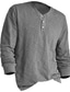 halpa Miesten vapaa-ajan T-paidat-Miesten Henley-paita T-paidat Tavallinen Henley Katu Loma Pitkähihainen nappi Vaatetus Perus Suunnittelija Moderni nykyaikainen