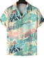 billige mænds fritidsskjorter-Herre Hawaii skjorte Button Up skjorte Sommer skjorte Casual skjorte Strandtrøje Hvid Gul Lysegrøn Lyserød Blå Kortærmet Bogstaver Kokos palme Grafiske tryk Aftæpning Gade Ferie Tøj Tropisk