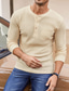 olcso Férfi alkalmi pólók-férfi Henley hosszú ujjú alap gofri gingham pulóver zsebes póló