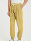 cheap Casual Pants-Men&#039;s Linen Pants Summer Pants Casual Pants Plain Outdoor Daily Going out Linen / Cotton Blend Basic Fashion Yellow Light Green