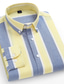 cheap Dress Shirts-Men&#039;s Dress Shirt Button Down Shirt Collared Shirt Oxford Shirt Striped Square Neck White &amp; Blue Yellow Navy Blue Green Rainbow Outdoor Work Long Sleeve Button-Down Clothing Apparel Fashion Casual