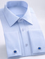 voordelige Nette overhemden-Voor heren Overhemd Strijkijzer Herfst Lente Lange mouw Zwart Wit Hemelsblauw Gestreept Bruiloft Werk Kleding
