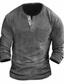 tanie Męskie koszulki casual-Męskie Koszula Henley Koszulka z długim rękawem Równina Henley Ulica Urlop Długi rękaw Odzież Podstawowy Designerskie Współczesny współczesny