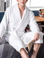 cheap Robes-Men&#039;s Plus Size Pajamas Robe Bathrobe Robes Gown Pure Color Stylish Casual Comfort Home Daily Flannel Comfort Warm Long Robe Pocket Winter Fall White Navy Blue