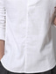baratos camisas masculinas casuais-Homens camisa de linho Tecido Decote V Preto Branco Azul Marinha Cinzento Ao ar livre Casa Manga Longa Roupa Linho Vintage Casual Confortável