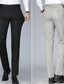 abordables Chino-Homme pantalon de costume Pantalon Poche Jambe droite Plein Bureau Travail Entreprise Mélange de Coton Chic et moderne Grande occasion Noir bleu marine Micro-élastique