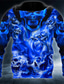 abordables hoodies graphiques-Homme Sweat à capuche Bleu Capuche Crânes Imprimés Photos Imprimer du quotidien Des sports 3D effet Vêtement de rue Design basique Printemps &amp; Automne Vêtement Tenue Pulls Capuche Pulls molletonnés