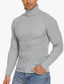 billige sweater til mænd-Herre Bluse bluse Rillet Strikke Beskåret Strikket Vanlig Rullekrave Mode Gade udendørs I-byen-tøj Tøj Efterår vinter Vin Sort M L XL