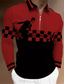 voordelige 3D-ritspolo-Voor heren POLO Shirt Golfshirt Ruitjes Grafische prints Strijkijzer Zwart Geel Rood blauw Oranje 3D-afdrukken Buiten Straat Lange mouw Vetoketju Afdrukken Kleding Sport Modieus Streetwear Ontwerper