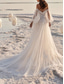 cheap Wedding Dresses-TS Beach Formal Wedding Dresses A-Line Off Shoulder Long Sleeve Court Train Lace Bridal Gowns With Appliques 2024