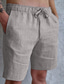 cheap Casual Shorts-Men&#039;s Shorts Linen Shorts Summer Shorts Pocket Drawstring Elastic Waist Plain Comfort Breathable Short Casual Holiday Going out Fashion Streetwear Black White