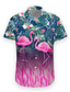 billige Hawaiiskjorter-Herre Skjorte Hawaii skjorte Blomstret Flamingo Grafiske tryk Aftæpning Blå udendørs Afslappet Kort Ærme Knap ned Trykt mønster Tøj Designer Afslappet Blødt Åndbart