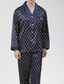 cheap Pajamas-Men&#039;s Pajama Set Pajama Top and Pant Silk Pajama 1 set Plaid Stylish Casual Comfort Home Daily Bed Polyester Comfort Lapel Fall Spring Navy Blue