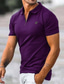 abordables polo clásico-Hombre POLO Camiseta de golf Moda Casual Cómodo Manga Corta Púrpura Azul Marino Color Caquí Gris Color sólido Cuello Vuelto Calle Casual Abotonar ropa Moda Casual Cómodo