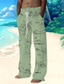 tanie drukowane spodnie-Męskie Spodnie Letnie spodnie Spodnie plażowe Ściągana na sznurek Elastyczny pas Druk 3D Drzewo kokosowe Wzory graficzne Komfort Codzienny Święto Hawajskie Designerskie Biały Żółty