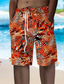 cheap Men&#039;s Shorts-Men&#039;s Shorts Summer Shorts Beach Shorts Drawstring Elastic Waist 3D Print Graphic Plants Breathable Soft Short Casual Daily Holiday Streetwear Hawaiian Blue Orange Micro-elastic