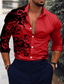 Недорогие Рубашка мужская с принтом-Муж. Рубашка Графическая рубашка Цветочный принт Отложной Черный Красный Синий Коричневый Зеленый 3D печать Повседневные Праздники Длинный рукав 3D печать Кнопка вниз Одежда