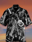 cheap Hawaiian Shirts-Men&#039;s Shirt Summer Hawaiian Shirt Graphic Hawaiian Aloha Musical Instrument Design Turndown Blue-Green Black Red Purple Green 3D Print Holiday Short Sleeve 3D Print Clothing Apparel Designer Beach