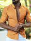 cheap Men&#039;s Casual Shirts-Men&#039;s Button Up Shirt Summer Shirt Casual Shirt Black Pink Purple Orange Green Long Sleeve Plain Lapel Outdoor Street Clothing Apparel Fashion Casual Shirts Comfortable