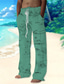 abordables pantalon imprimé-Homme Pantalon pantalon été Pantalon de plage Cordon Taille elastique Impression 3D Cocotier Imprimés Photos Confort Casual du quotidien Vacances Hawaïen Design Blanche Jaune