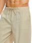cheap Casual Pants-Men&#039;s Linen Pants Trousers Pocket Drawstring Elastic Waist Plain Comfort Outdoor Daily Going out Linen / Cotton Blend Fashion Streetwear Black White