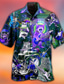 billiga Tropiska skjortor-Herr Skjorta Hawaii skjorta Katt Grafiska tryck Guitarr Nedvikt Gul Blå Ljuslila Purpur Ledigt Helgdag Kortärmad Button-Down Mönster Kläder Tropisk Mode Hawaiisk Mjukt