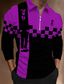cheap Graphic Polo-Men&#039;s Polo Shirt Golf Shirt Plaid Abstract Graphic Prints Turndown Black Red Blue Purple Orange 3D Print Outdoor Street Long Sleeve Zipper Print Clothing Apparel Sports Fashion Streetwear Designer