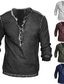 tanie Męskie koszulki casual-Męskie Koszula Henley Równina Henley Ulica Urlop Długi rękaw Odzież Podstawowy Designerskie Współczesny współczesny
