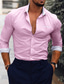 cheap Dress Shirts-Men&#039;s Dress Shirt White Pink Navy Blue Long Sleeve Plain Turndown Spring &amp;  Fall Wedding Office &amp; Career Clothing Apparel