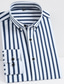 cheap Dress Shirts-Men&#039;s Dress Shirt Striped Square Neck Black / White Sea Blue Black White Yellow Wedding Outdoor Long Sleeve Button-Down Clothing Apparel Fashion Casual Breathable Comfortable