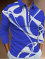 cheap Zip Polo-Men&#039;s Polo Shirt Golf Shirt Abstract Graphic Prints Turndown Black White Yellow Blue Sky Blue 3D Print Outdoor Street Long Sleeve Zipper Print Clothing Apparel Sports Fashion Streetwear Designer
